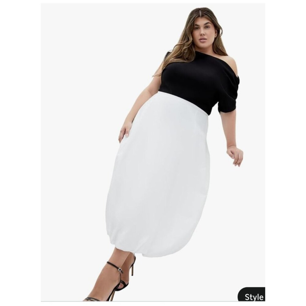 Womens Skirt White Bubble Hem Silhouette City Chic Size 22 New
